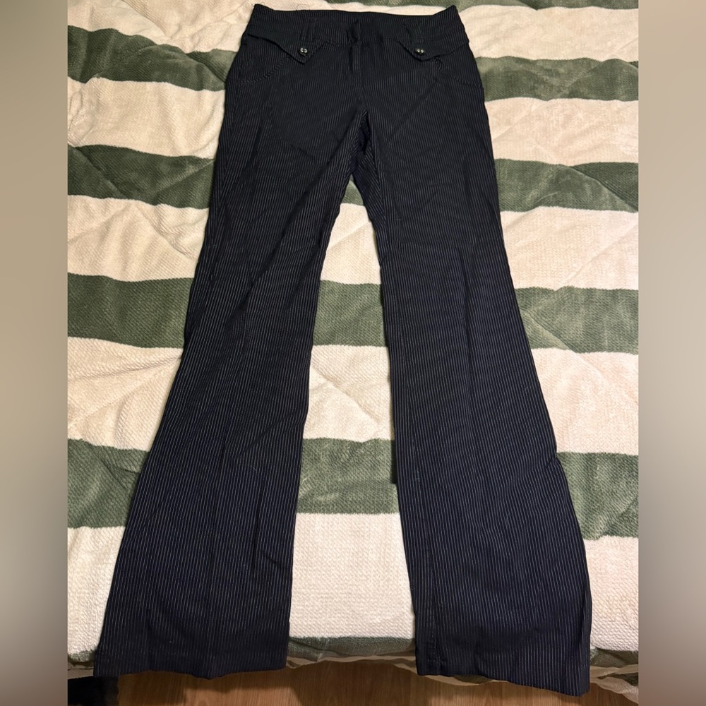 Black Pinstripe Stretchy Dress Pants